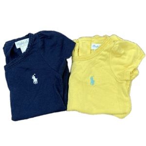 Ralph Lauren Bundle of 2 Baby Button Back Top Blue and Yellow Size 12m